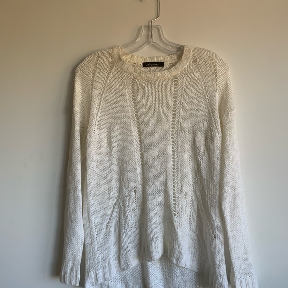 Olivaceous White Distressed Knit Sweater - Picture 2 of 8